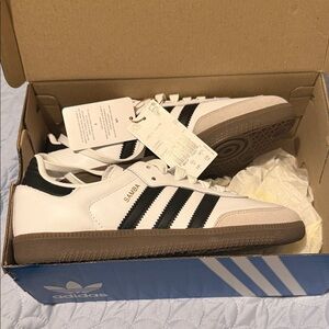 Adidas Samba Sneakers - White, Black, and Brown